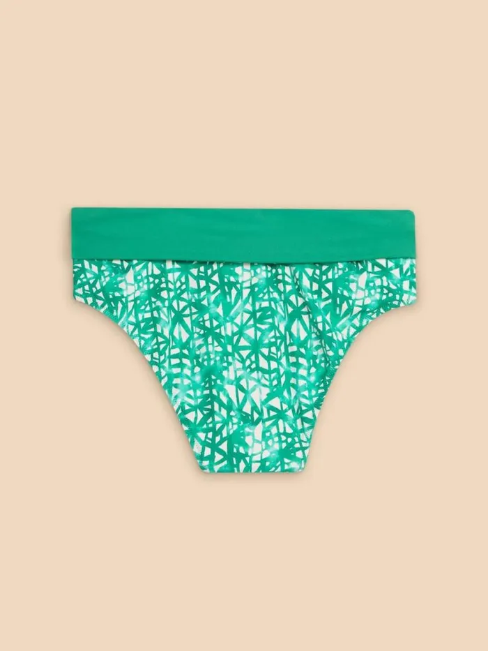Women Reversible Fold Down Bottom Green Multi White Stuff Swimwear