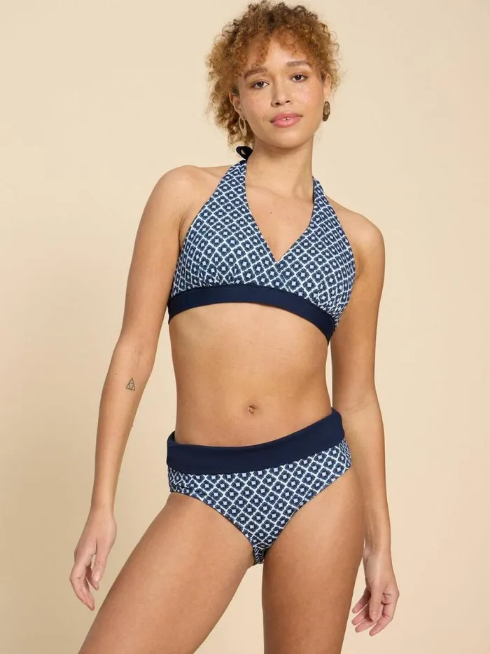 Women Reversible Fold Down Bottom Navy Multi White Stuff Swimwear