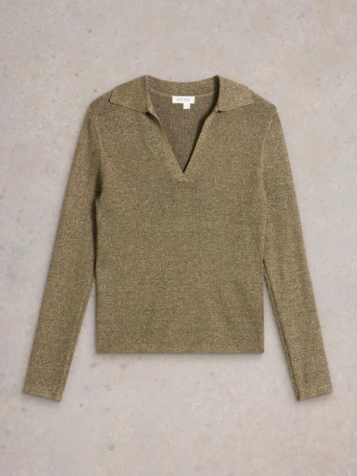 Women RILEY SPARKLE RIB COLLAR Khaki Green White Stuff Knitwear Women RILEY SPARKLE RIB COLLAR Khaki Green White Stuff Knitwear