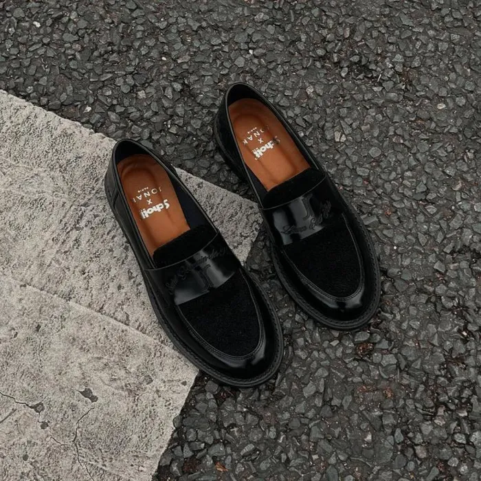 Women Roundtoed College Loafers 8211 Jonak X Schott Black JONAK Loafers Women Roundtoed College Loafers 8211 Jonak X Schott Black JONAK Loafers