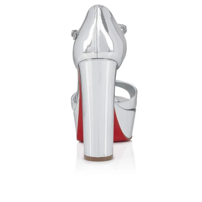 Women Sandaloo 130 Mm Sandals 8211 Specchio Leather 8211 Silver Christian Louboutin Platforms