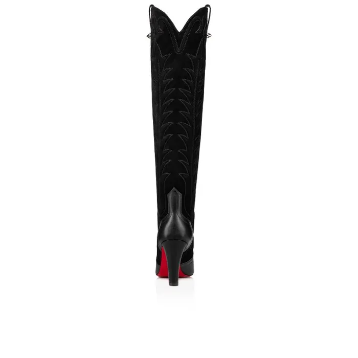 Women Santia Botta 85 Mm Boots 8211 Calf Leather And Veau Velours 8211 Black Christian Louboutin Boots