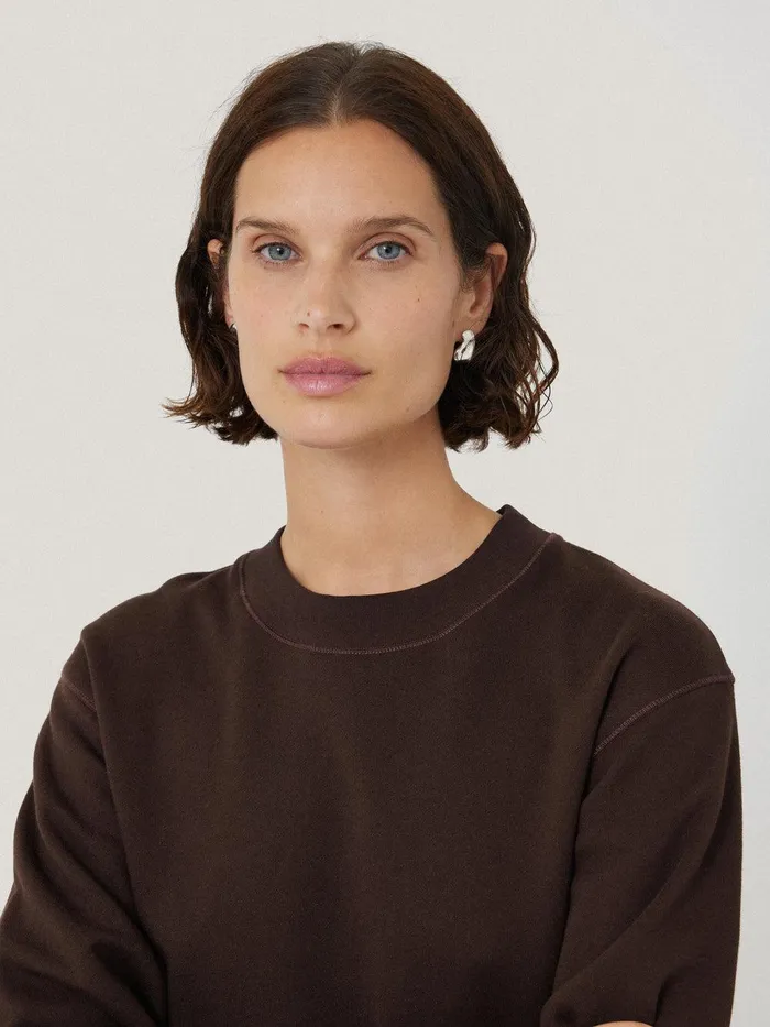 Women Satin Cuff Jersey Sweatshirt Chocolate Jigsaw Coords