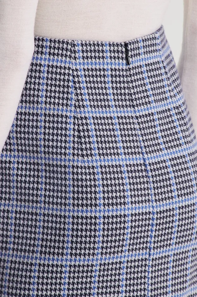 Women Scanlan Theodore PLAID SCUBA SKIRT COBALT Skirts Women Scanlan Theodore PLAID SCUBA SKIRT COBALT Skirts