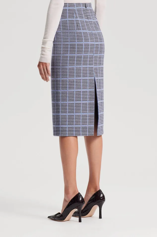 Women Scanlan Theodore PLAID SCUBA SKIRT COBALT Skirts Women Scanlan Theodore PLAID SCUBA SKIRT COBALT Skirts