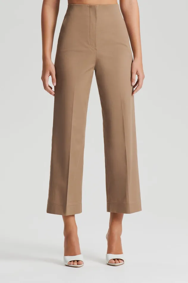 Women Scanlan Theodore SATEEN CROPPED WIDE LEG TROUSER DARKCAMEL Trousers Women Scanlan Theodore SATEEN CROPPED WIDE LEG TROUSER DARKCAMEL Trousers