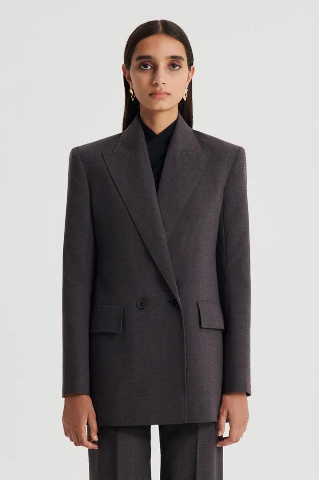 Women Scanlan Theodore STRIPE TAILORED JACKET GREY Jackets Women Scanlan Theodore STRIPE TAILORED JACKET GREY Jackets