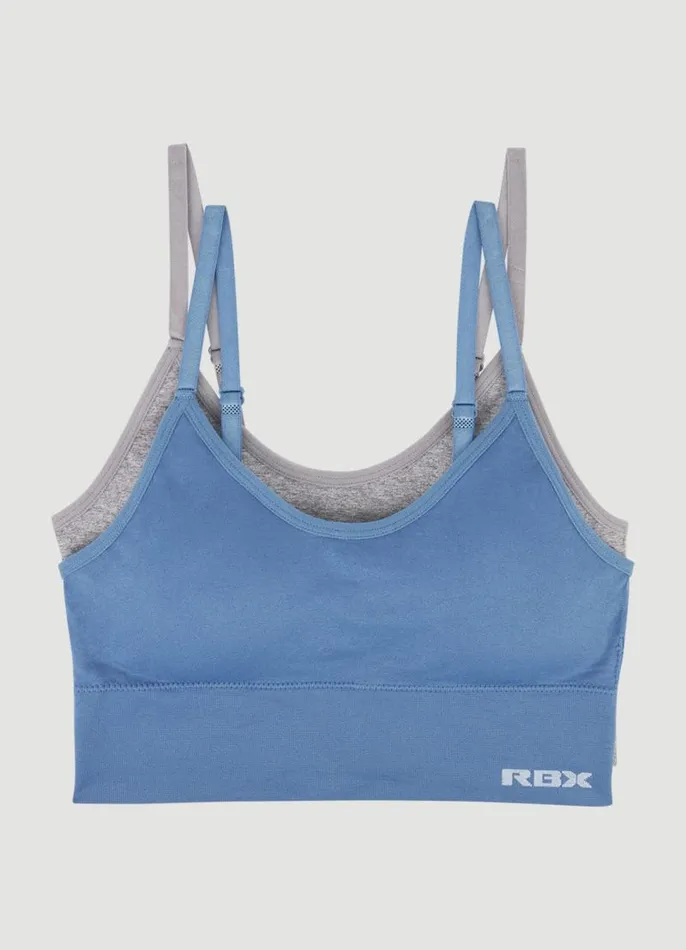 Women Seamless Longline Bralette 2Pack Bluegrey RBX Active Sports Bras