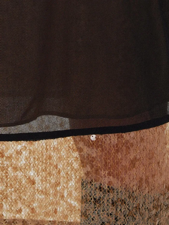 Women Sequin Mesh Skirt Black Jigsaw Skirts