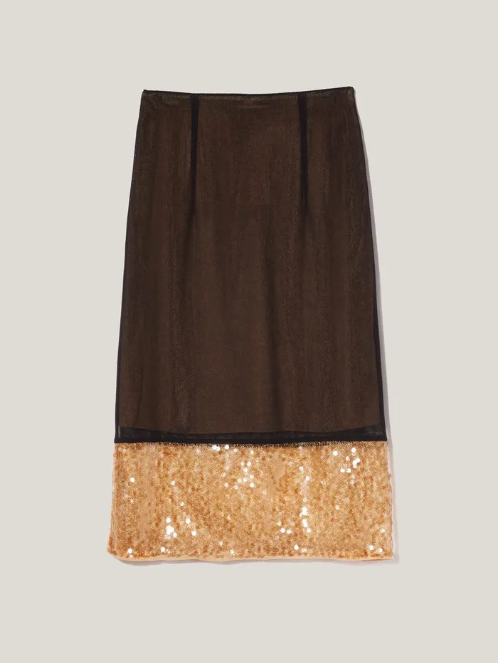 Women Sequin Mesh Skirt Black Jigsaw Skirts