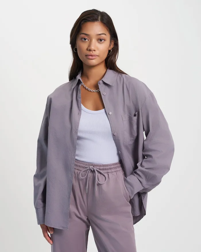Women Shirts Colorfulstandard Organic Oversized Shirt 8211 Cloudy Grey
