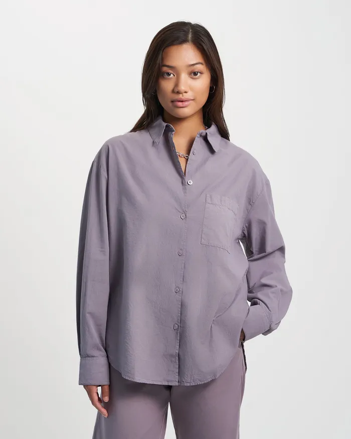 Women Shirts Colorfulstandard Organic Oversized Shirt 8211 Cloudy Grey