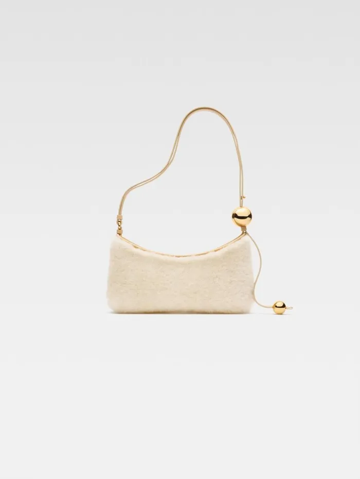 Women Shoulder Bags JACQUEMUS The Bisou Perle Offwhite Women Shoulder Bags JACQUEMUS The Bisou Perle Offwhite