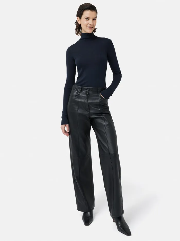 Women Silk Cotton Polo Jumper Navy Jigsaw Knitwear and Cashmere