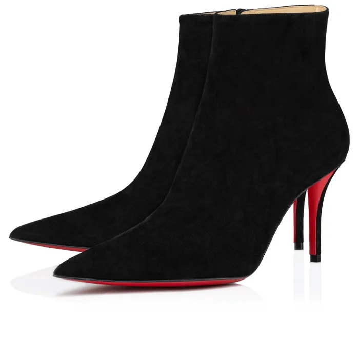 Women So Apostropha Booty 80 Mm Low Boots 8211 Veau Velours 8211 Black Christian Louboutin Boots
