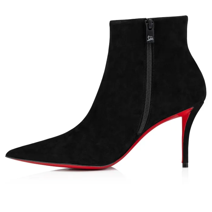 Women So Apostropha Booty 80 Mm Low Boots 8211 Veau Velours 8211 Black Christian Louboutin Boots