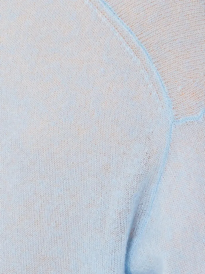 Women Soft Gauzy Knit Tshirt Light Blue Jigsaw Knitwear and Cashmere