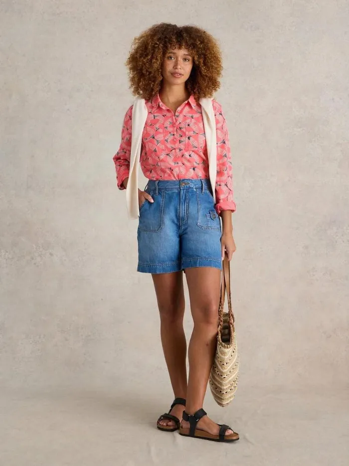Women Sophie Organic Shirt Red Print White Stuff Shirts and Blouses