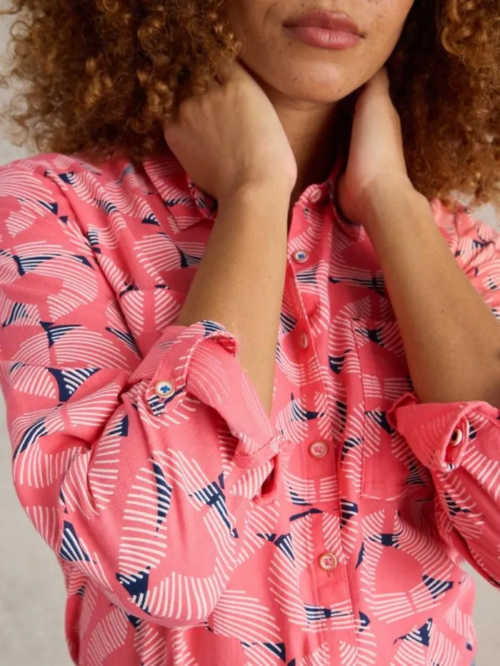 Women Sophie Organic Shirt Red Print White Stuff Shirts and Blouses