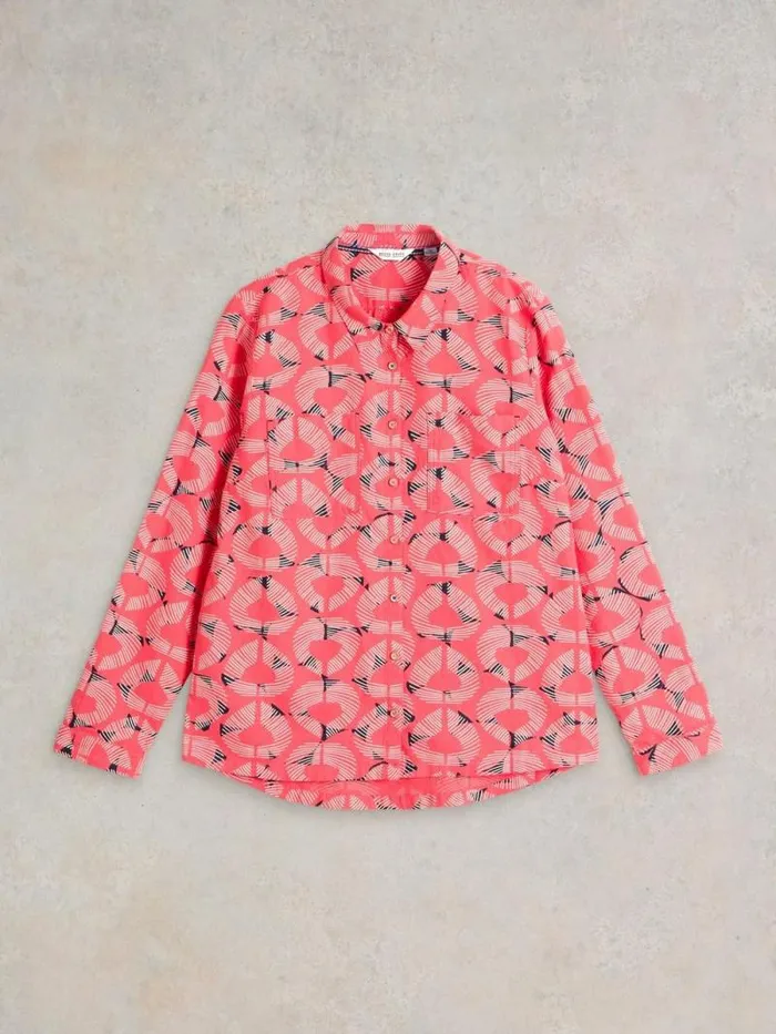 Women Sophie Organic Shirt Red Print White Stuff Shirts and Blouses