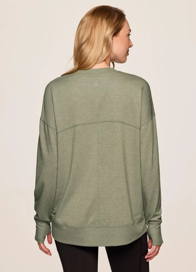 Women Sunrise French Terry Sweatshirt Sage RBX Active Long Sleeve