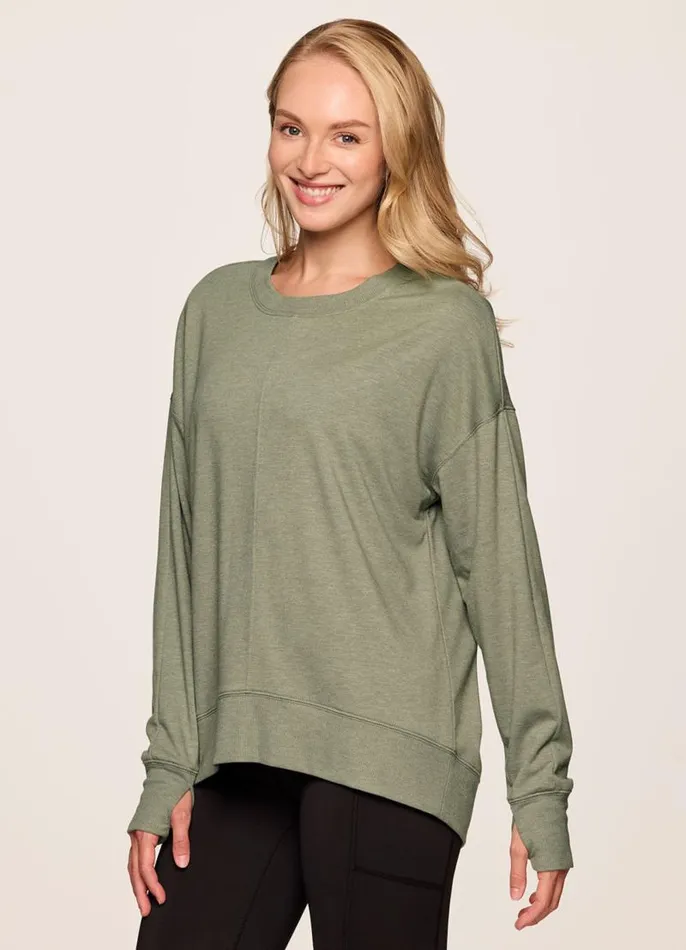Women Sunrise French Terry Sweatshirt Sage RBX Active Long Sleeve