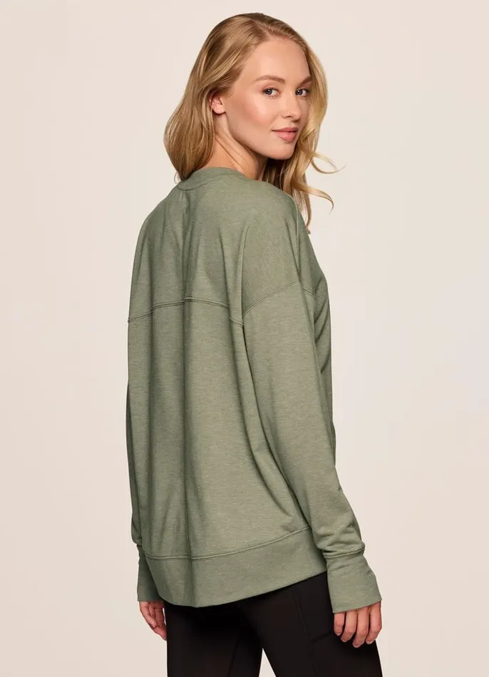 Women Sunrise French Terry Sweatshirt Sage RBX Active Long Sleeve