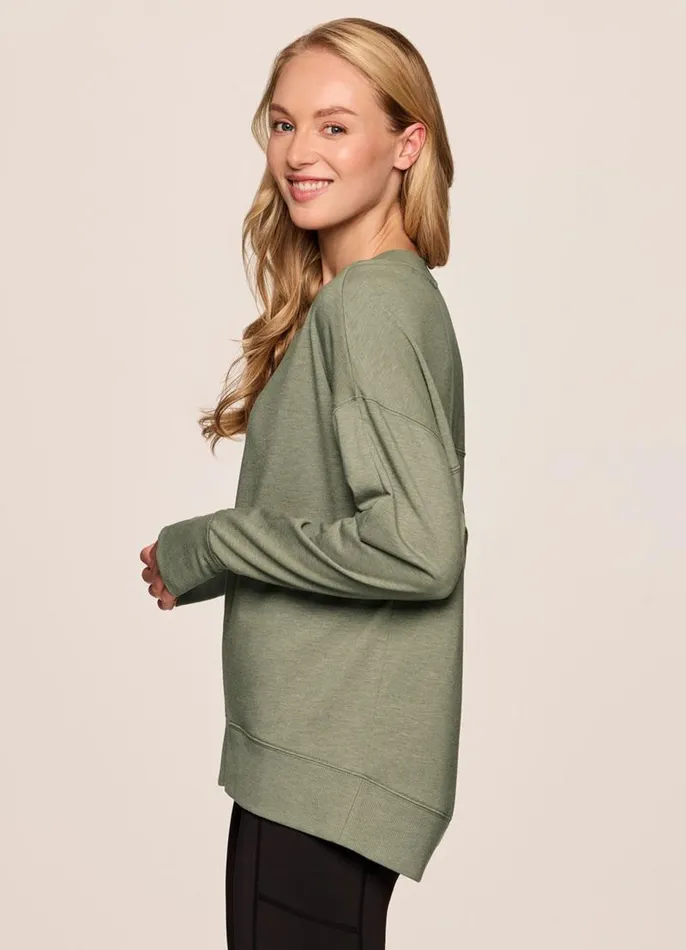 Women Sunrise French Terry Sweatshirt Sage RBX Active Long Sleeve