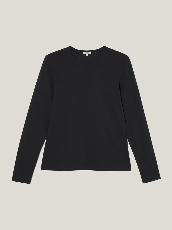 Women Supima Cotton Long Sleeve Tee Black Jigsaw Pyjamas and Loungewear