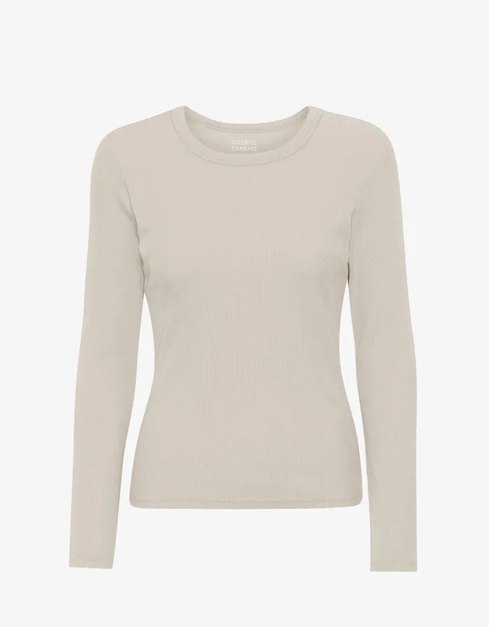 Women TShirts Colorfulstandard Women Organic Rib LS TShirt 8211 Ivory White