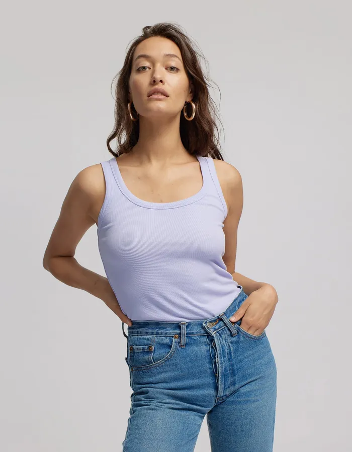 Women Tank Tops Colorfulstandard Women Organic Rib Tank Top 8211 Navy Blue