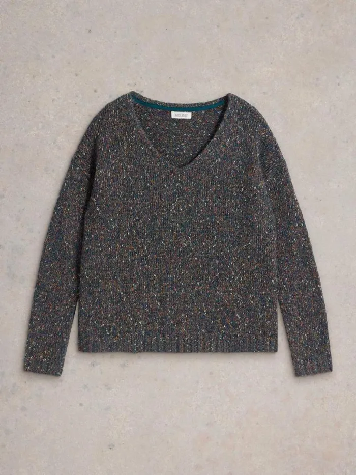 Women TEXTURED V NECK JUMPER Teal Multi White Stuff Knitwear Women TEXTURED V NECK JUMPER Teal Multi White Stuff Knitwear
