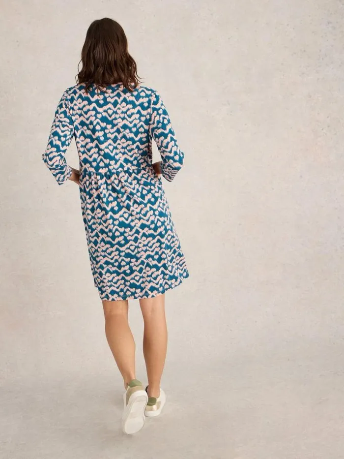 Women Thea Jersey Knee Length Dress Teal Print White Stuff Dresses Women Thea Jersey Knee Length Dress Teal Print White Stuff Dresses