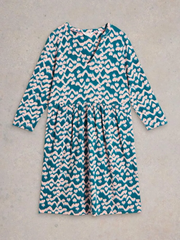 Women Thea Jersey Knee Length Dress Teal Print White Stuff Dresses Women Thea Jersey Knee Length Dress Teal Print White Stuff Dresses