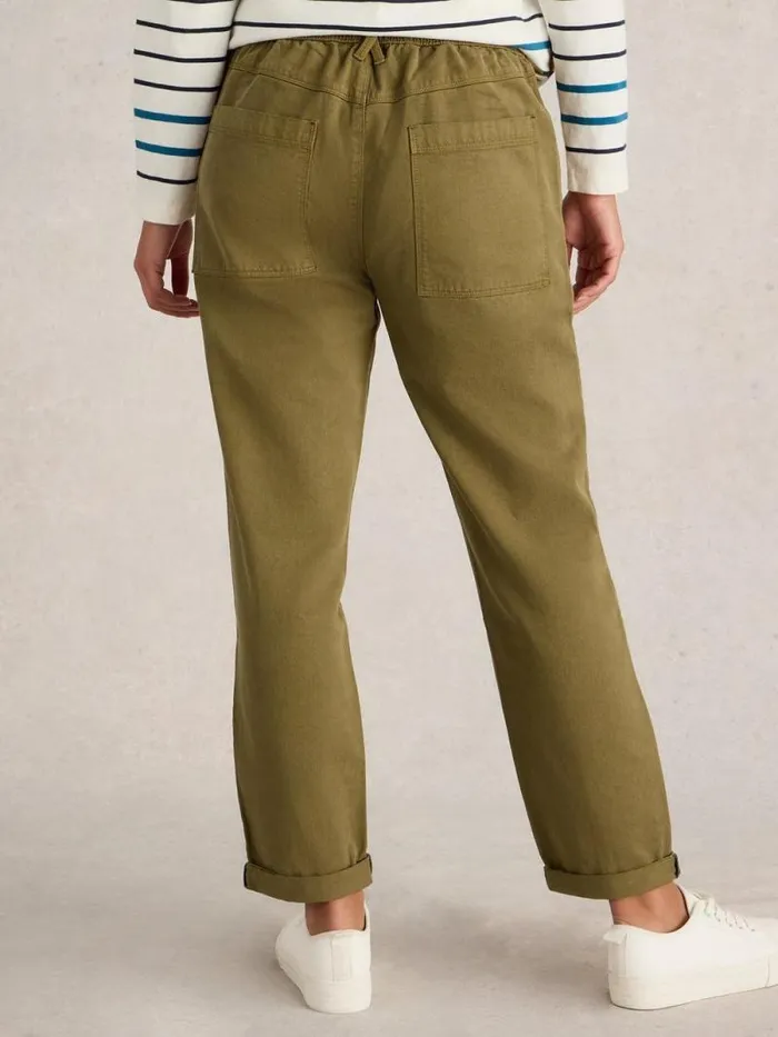 Women Thea Tapered Trouser Khaki Green White Stuff Trousers