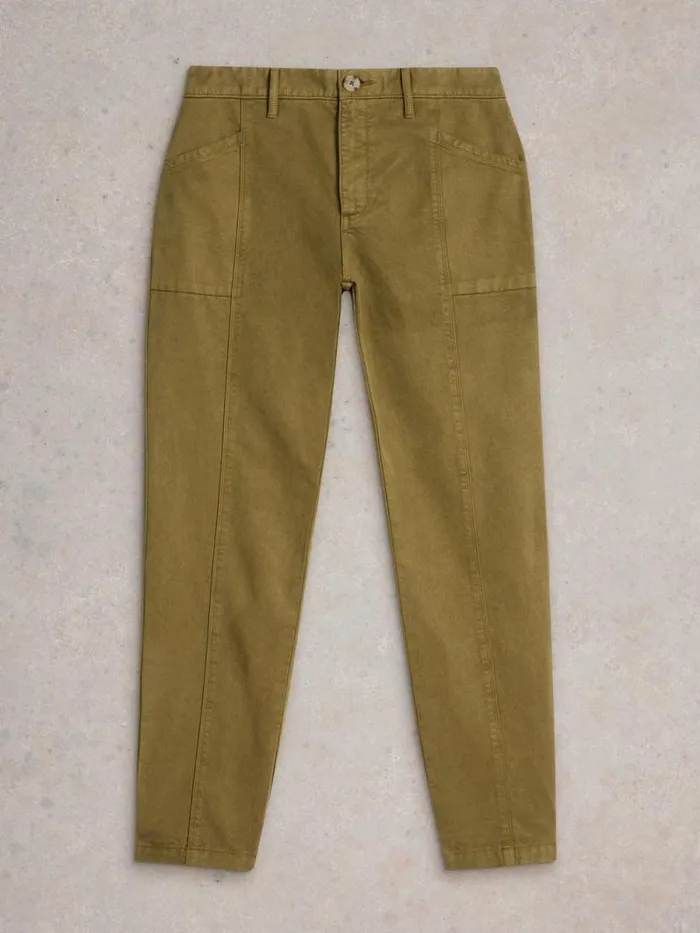 Women Thea Tapered Trouser Khaki Green White Stuff Trousers