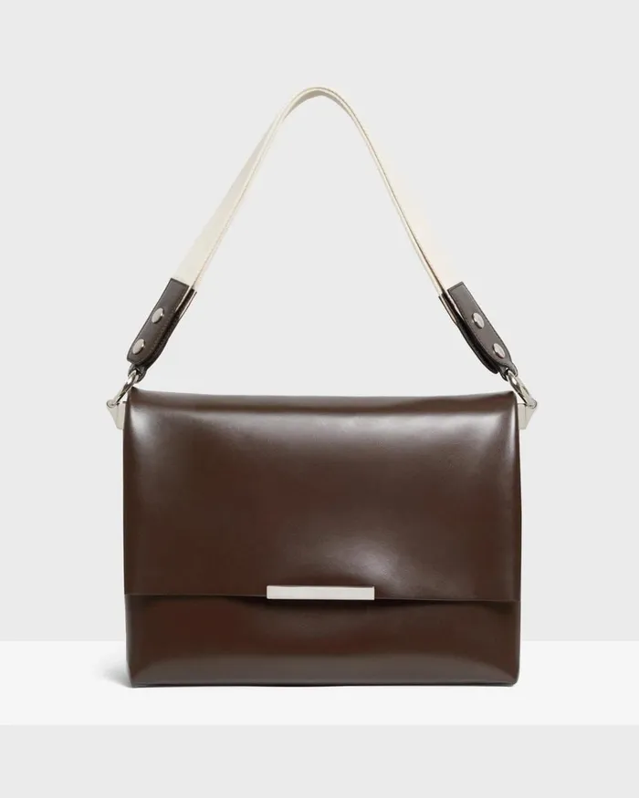 Women Theory Bags Fold Shoulder Bag In Leather Dark Brown