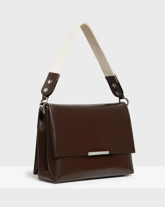 Women Theory Bags Fold Shoulder Bag In Leather Dark Brown