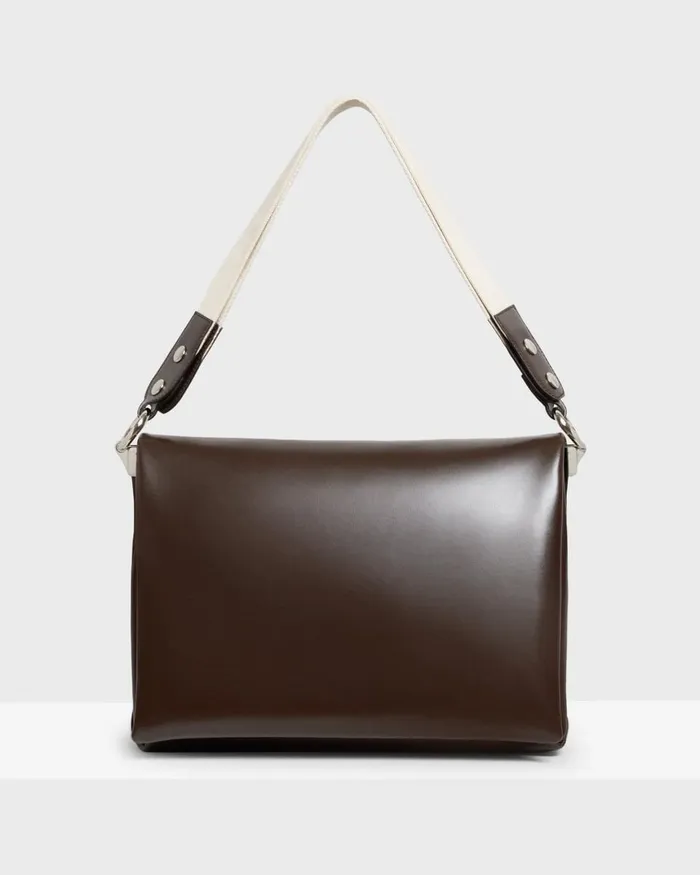 Women Theory Bags Fold Shoulder Bag In Leather Dark Brown