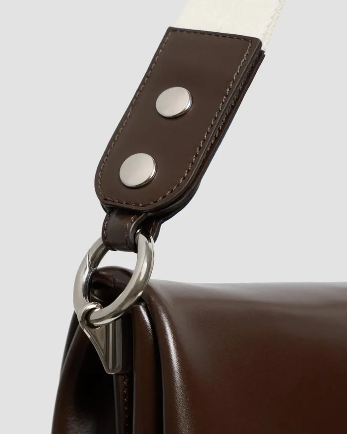 Women Theory Bags Fold Shoulder Bag In Leather Dark Brown