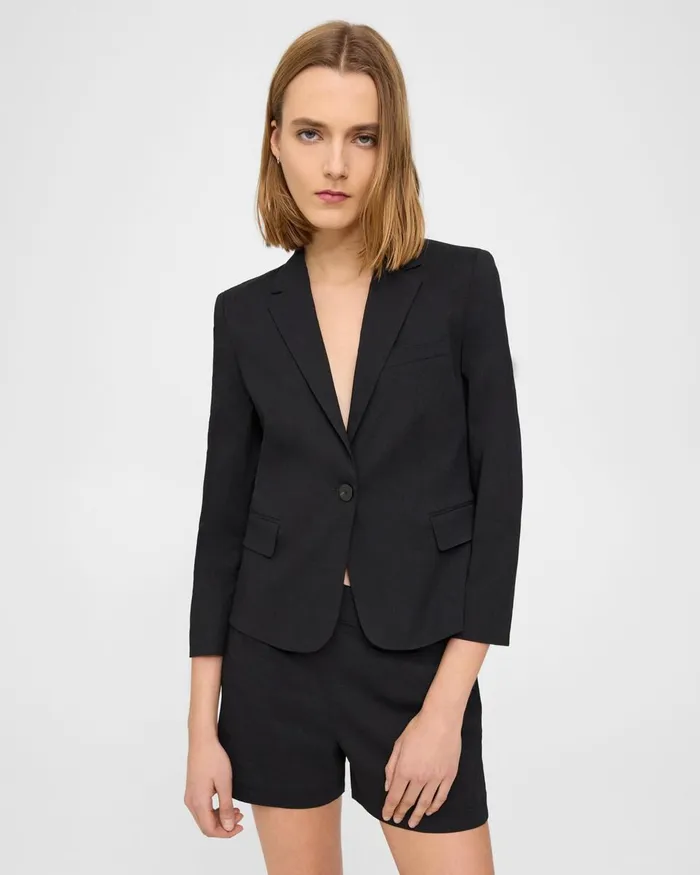 Women Theory Blazers Jackets Boxy Blazer In Good Linen Black