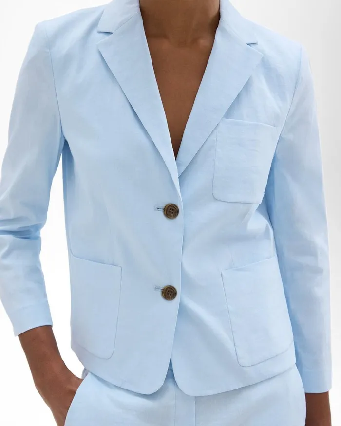 Women Theory Blazers Jackets Boxy Patch Pocket Blazer In Good Linen Skylight
