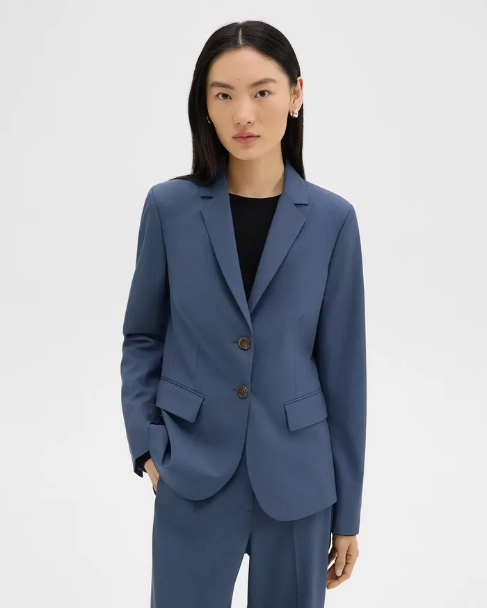 Women Theory Blazers Jackets Carissa Blazer In Good Wool Ash Blue