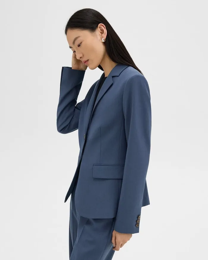 Women Theory Blazers Jackets Carissa Blazer In Good Wool Ash Blue