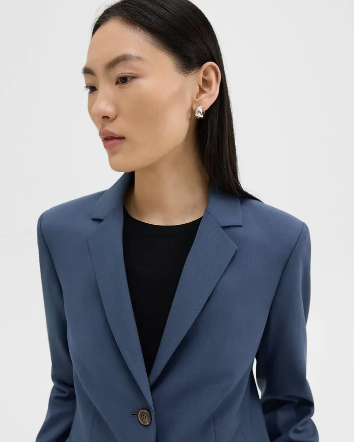 Women Theory Blazers Jackets Carissa Blazer In Good Wool Ash Blue