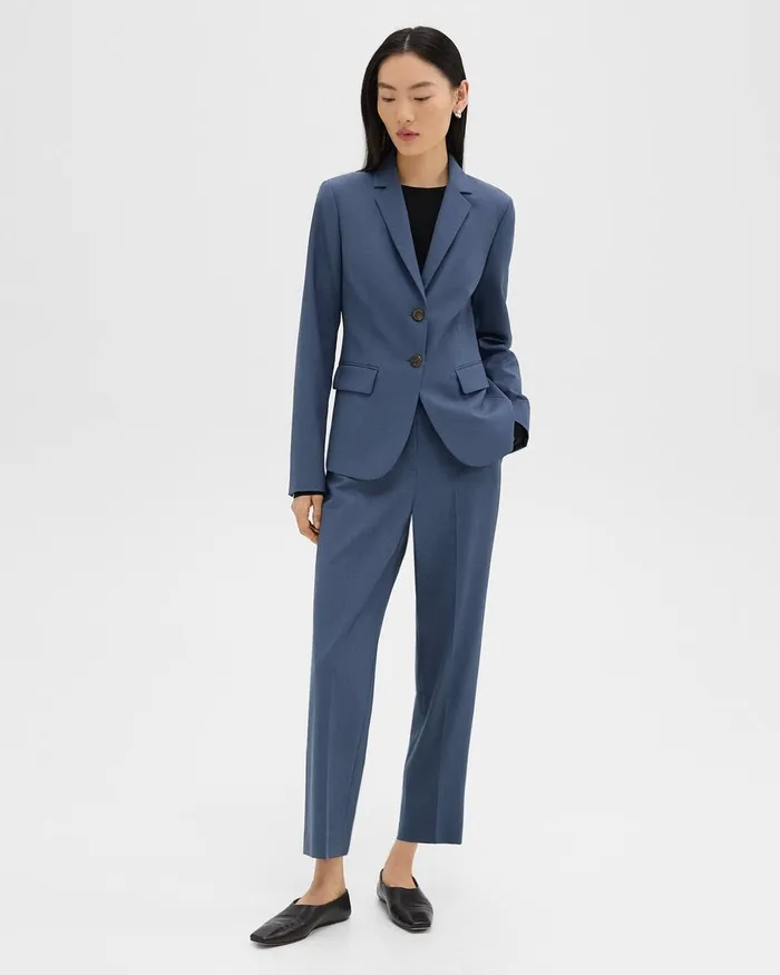 Women Theory Blazers Jackets Carissa Blazer In Good Wool Ash Blue