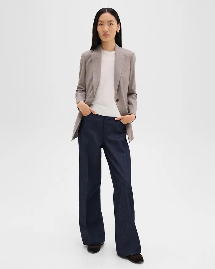 Women Theory Blazers Jackets Etiennette Blazer In Good Wool Cinder Melange