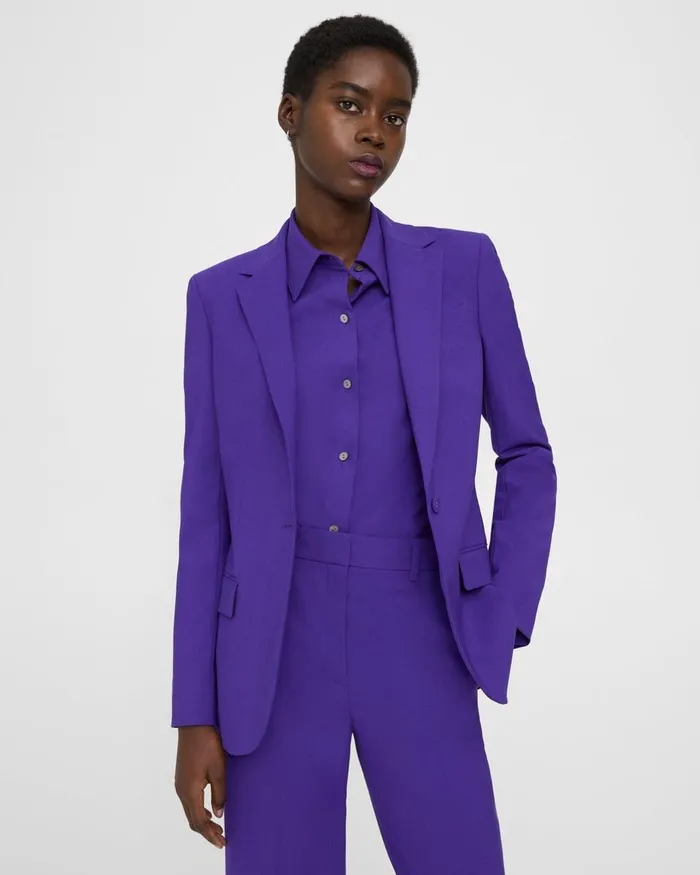 Women Theory Blazers Jackets Staple Blazer In Good Wool Blue Iris