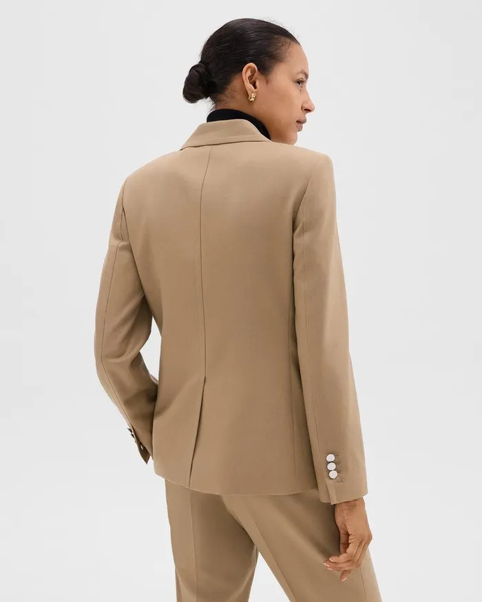 Women Theory Blazers Jackets Tailored Blazer In Sleek Flannel New Camel