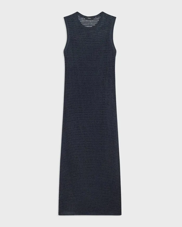 Women Theory Dresses Mesh Maxi Dress In LinenViscose Nocturne Navy